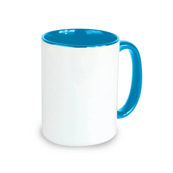 Taza con asa de color azul